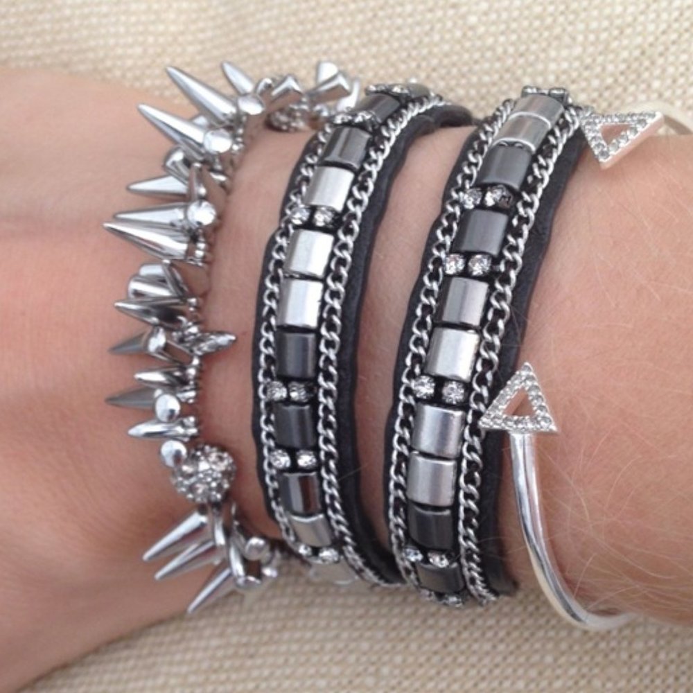 :: Stella & Dot Black Hematite Cady Wrap Bracelet - Picture 2 of 3